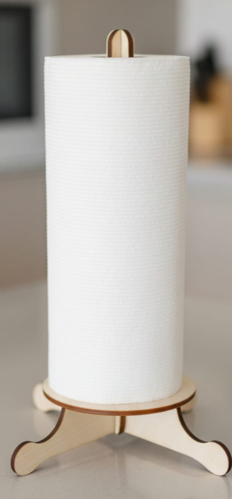 Laser Cut Wooden Paper Towel Holder for Kitchen Countertop