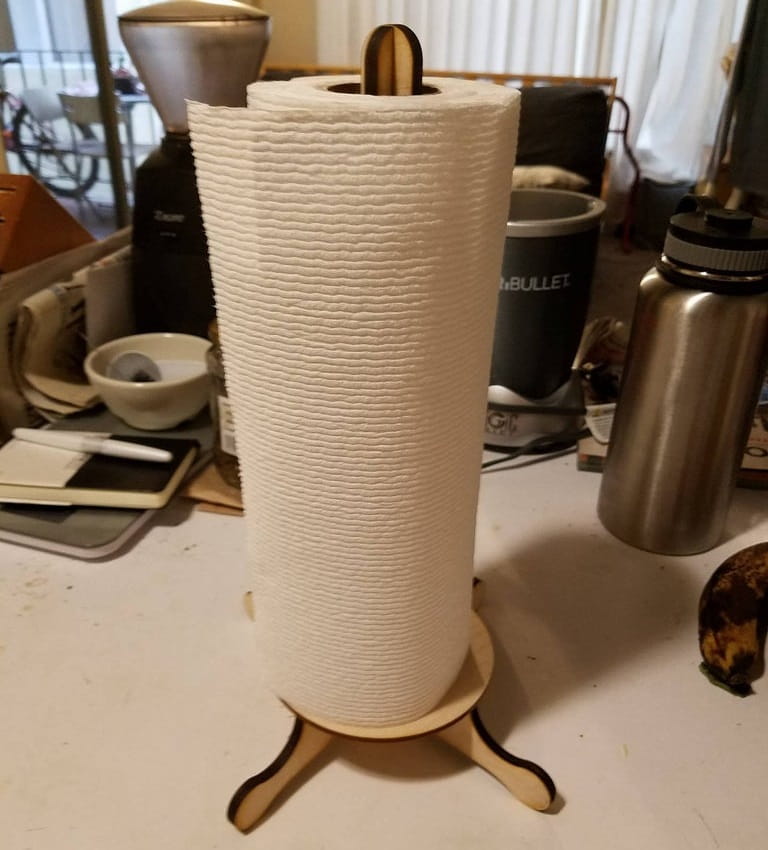 Laser Cut Wooden Paper Towel Holder for Kitchen Countertop