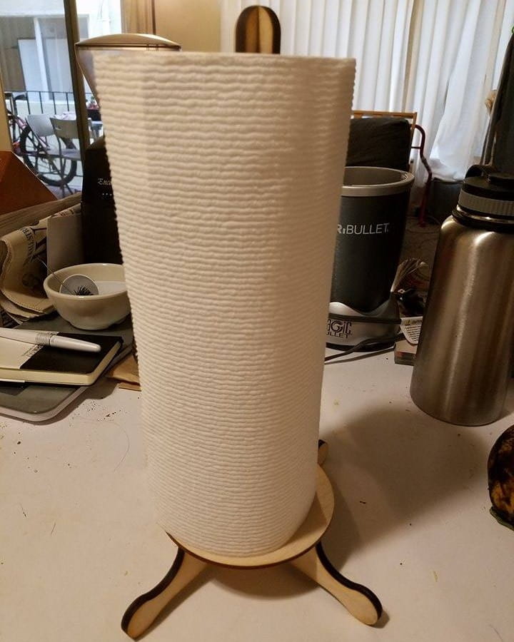 Laser Cut Wooden Paper Towel Holder for Kitchen Countertop