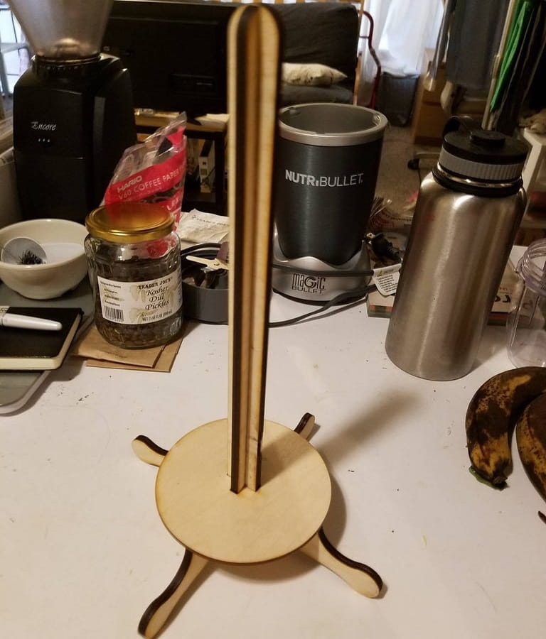Laser Cut Wooden Paper Towel Holder for Kitchen Countertop