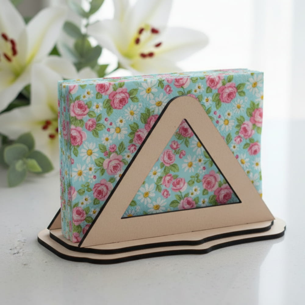 Laser Cut Wooden Triangular Shape Napkin Holder