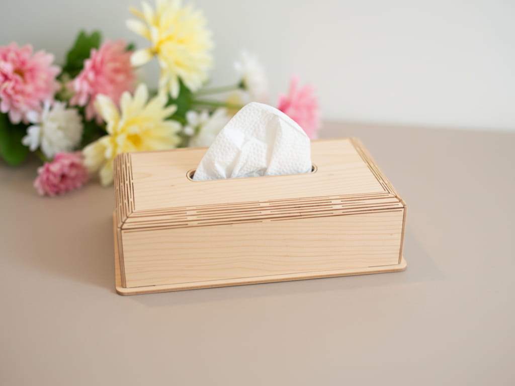 Laser Cut Wooden Tissue Box Holder for Drawing Room