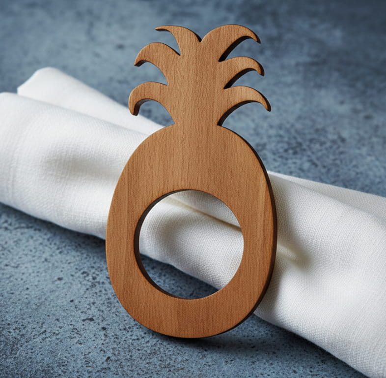 Laser Cut Wooden Pineapple Napkin Ring