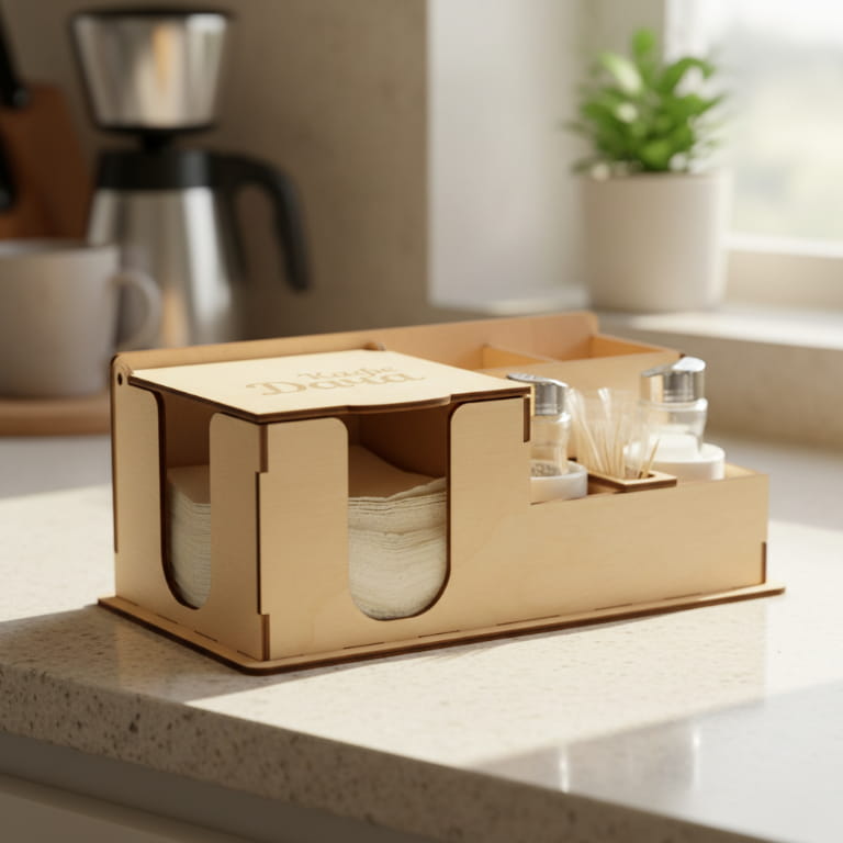 Laser Cut Multi Functional Dining Table Organizer | Napkin and Spice Holder