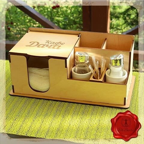 Laser Cut Multi Functional Dining Table Organizer | Napkin and Spice Holder