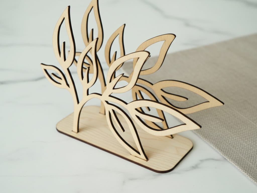 Laser Cut Wooden Flower Design Napkin Holder