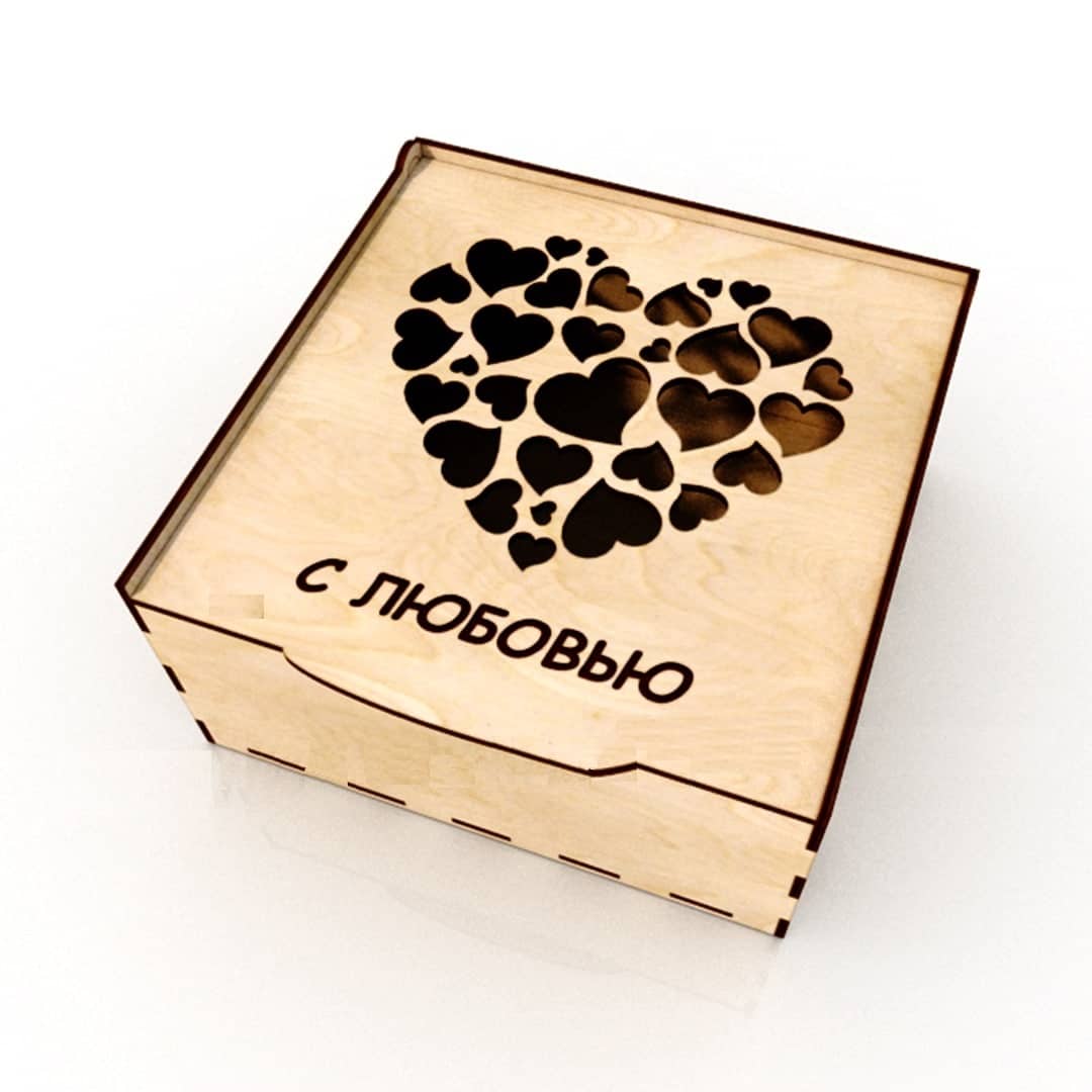 Wooden Gift Box with Love Hearts 3mm 4mm Laser Cut File
