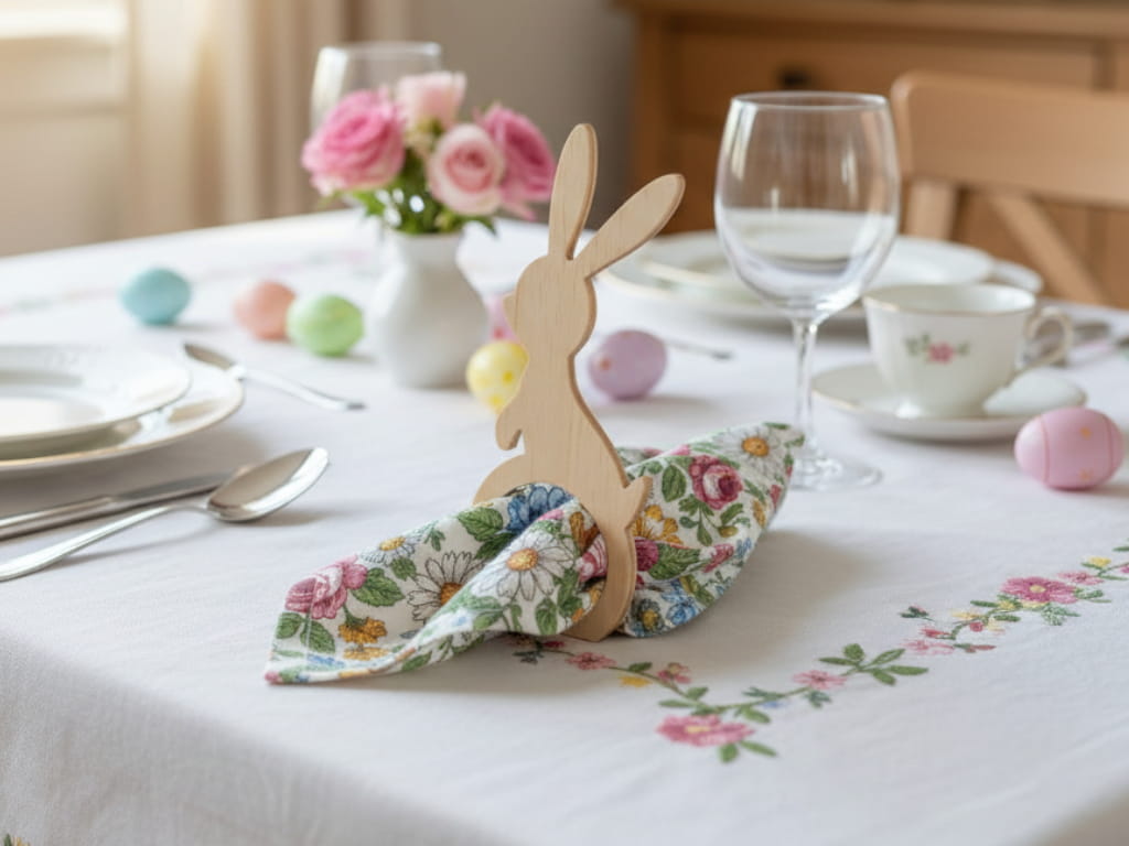 Laser Cut Easter Bunny Napkin Ring for Festive Table Decor