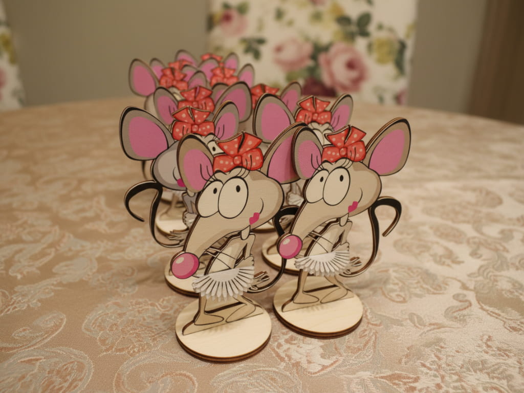 Laser Cut Wooden Cartoon Mouse Napkin Holder