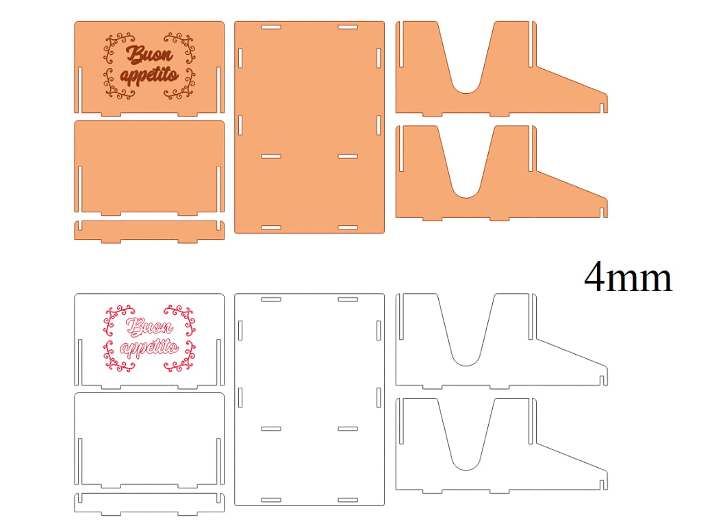 Laser Cut Wooden Table Organizer Napkin and Spice Holder