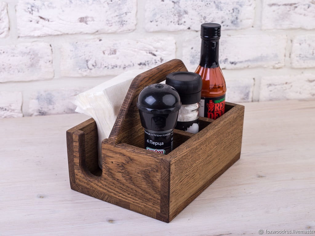Laser Cut Wooden Spice and Napkin Holder Table Caddy