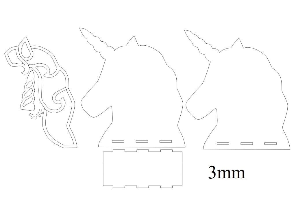 Laser Cut Wooden Unicorn Napkin Holder
