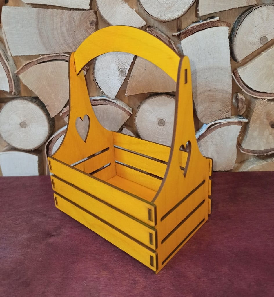 Laser Cut Wooden Napkin Basket with Handle