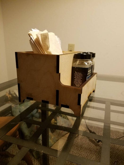 Laser Cut Wooden Napkin and Condiment Holder