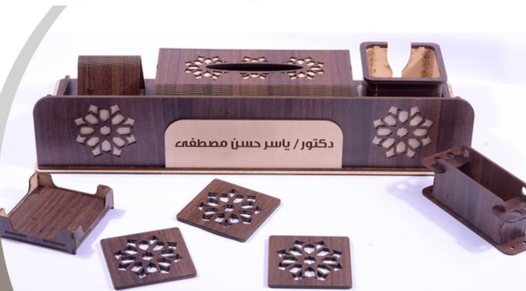 Laser Cut Multi Functional Desk Organizer with Tissue Box and Phone Stand