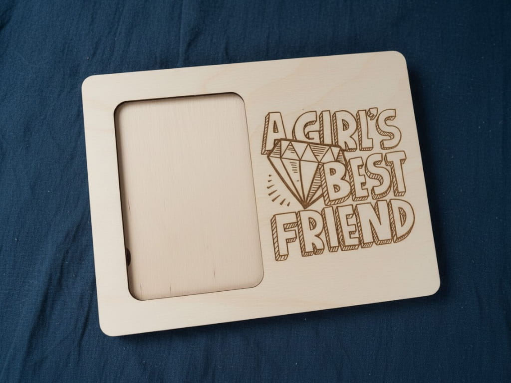 Laser Cut Wooden A Girl’s Best Friend Engraved Photo Frame