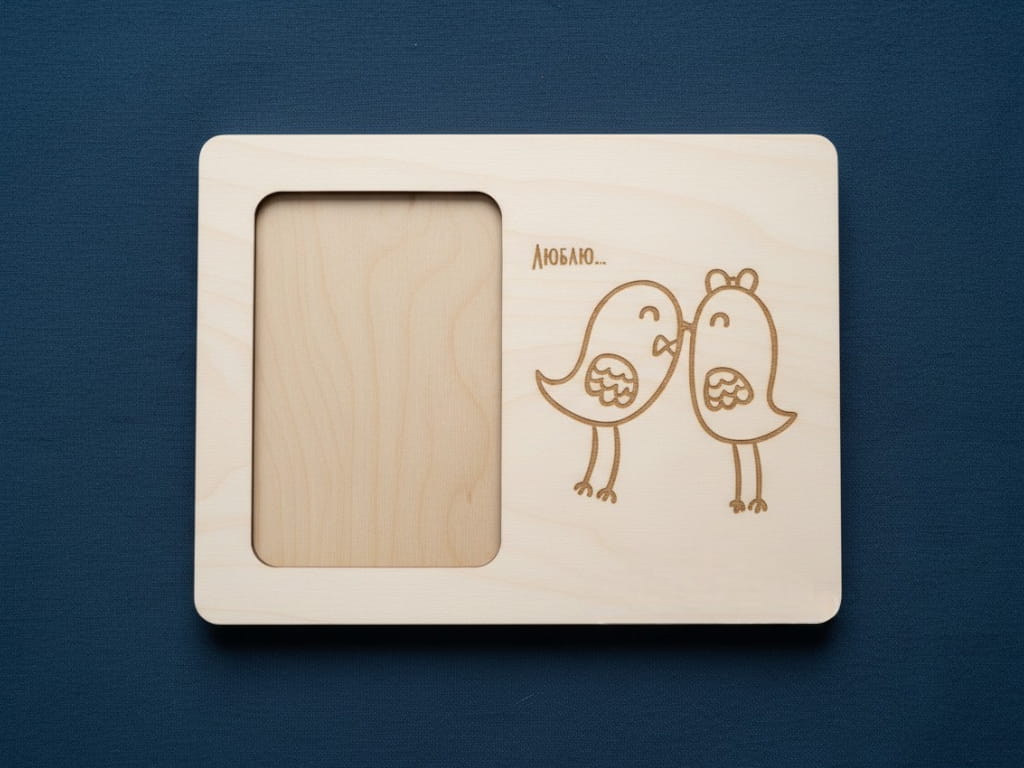 Laser Cut Wooden Love Birds Photo Frame