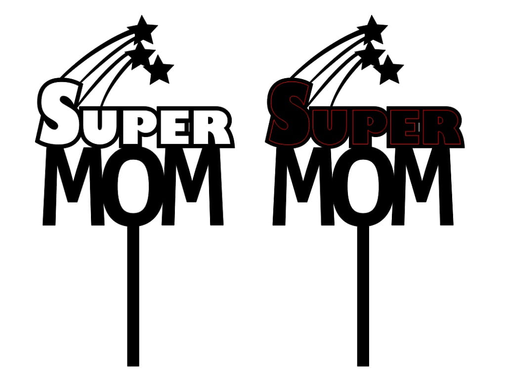 Laser Cut Super Mom Cake Topper for Mothers Day Celebration