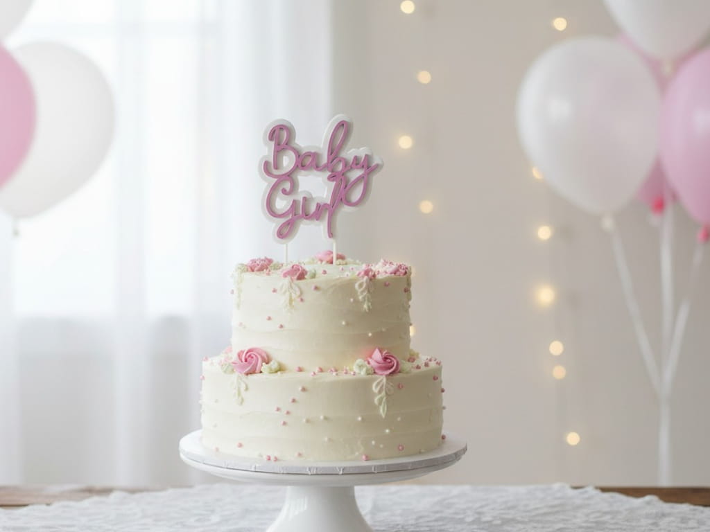 Laser Cut Baby Girl Cake Topper for Baby Shower Celebration