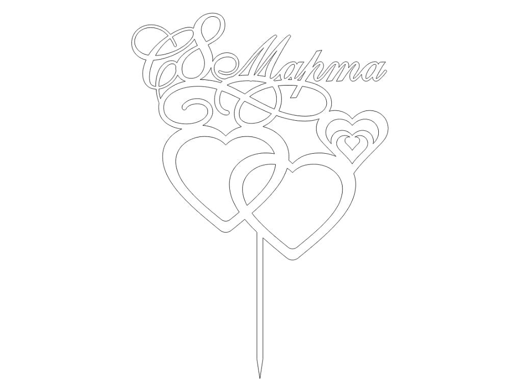 Laser Cut 8 March Double Heart Cake Topper for Womens Day
