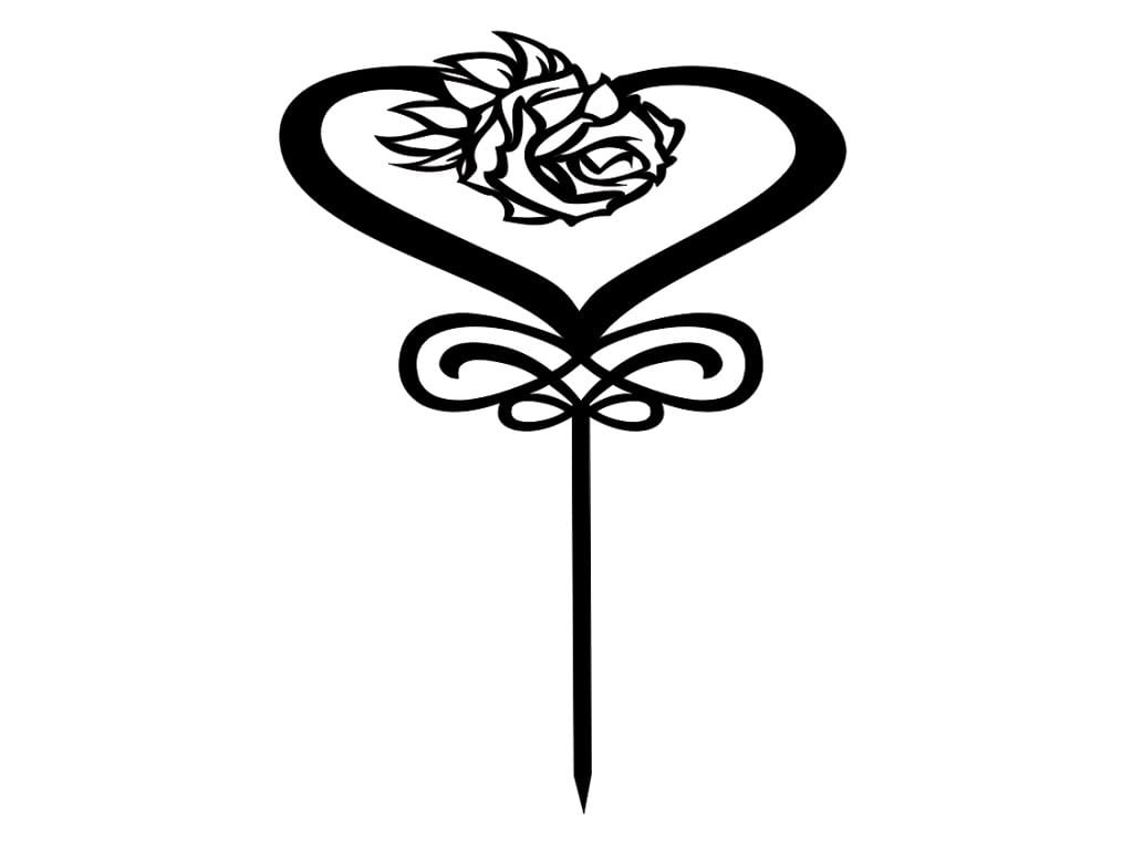 Laser Cut Wooden Rose Cake Topper