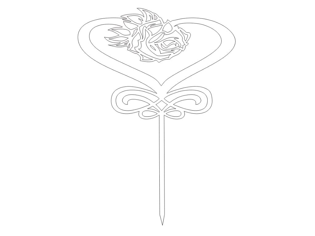 Laser Cut Wooden Rose Cake Topper