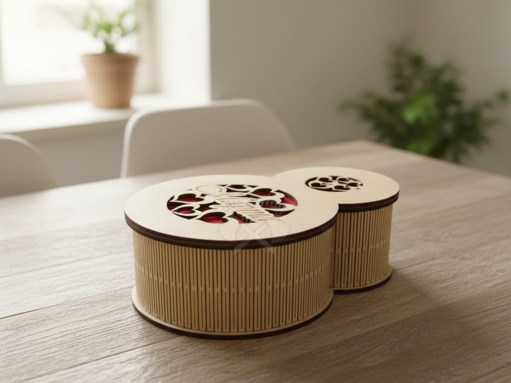 Laser Cut Number 8 Living Hinge Gift Box for Womens Day