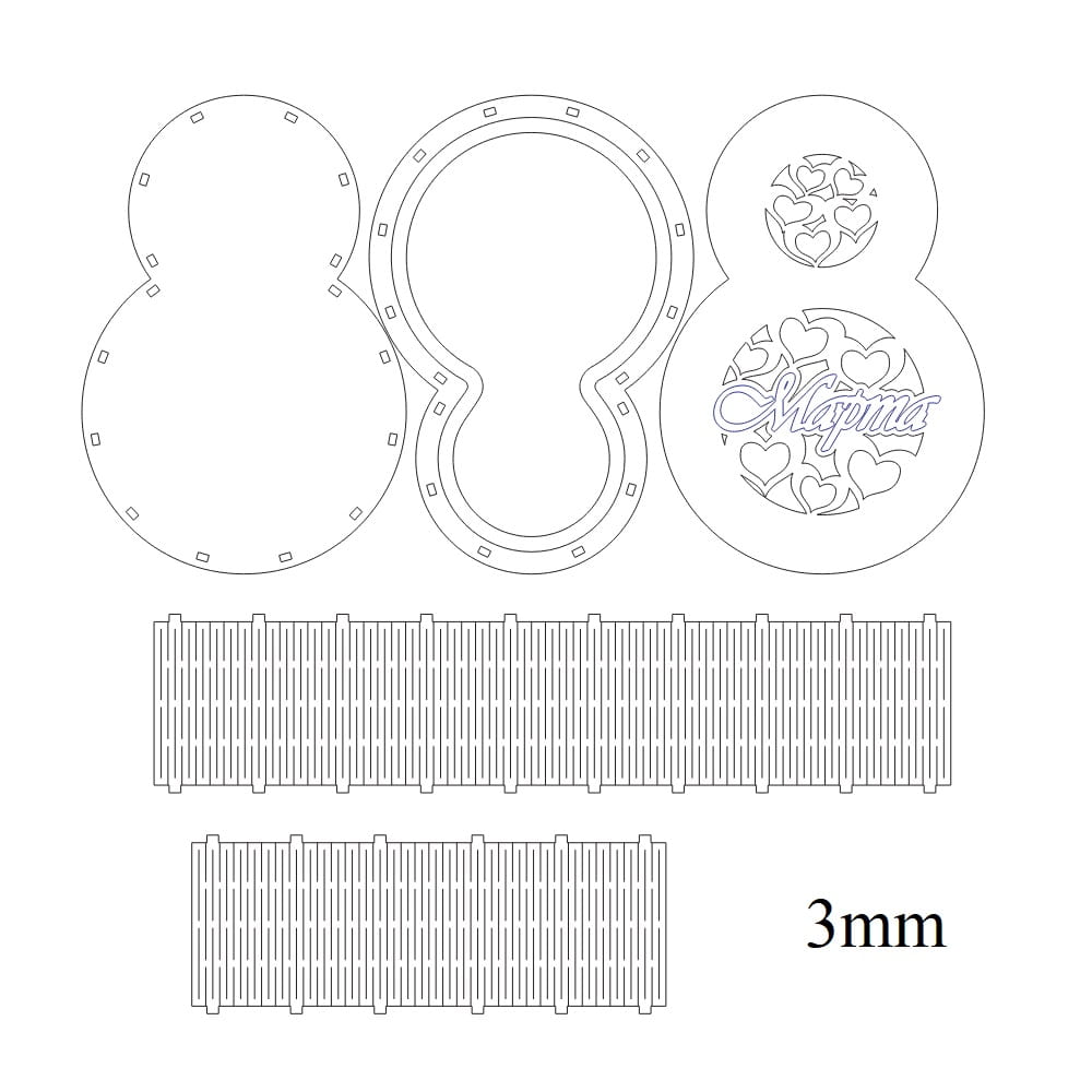 Laser Cut Number 8 Living Hinge Gift Box for Womens Day