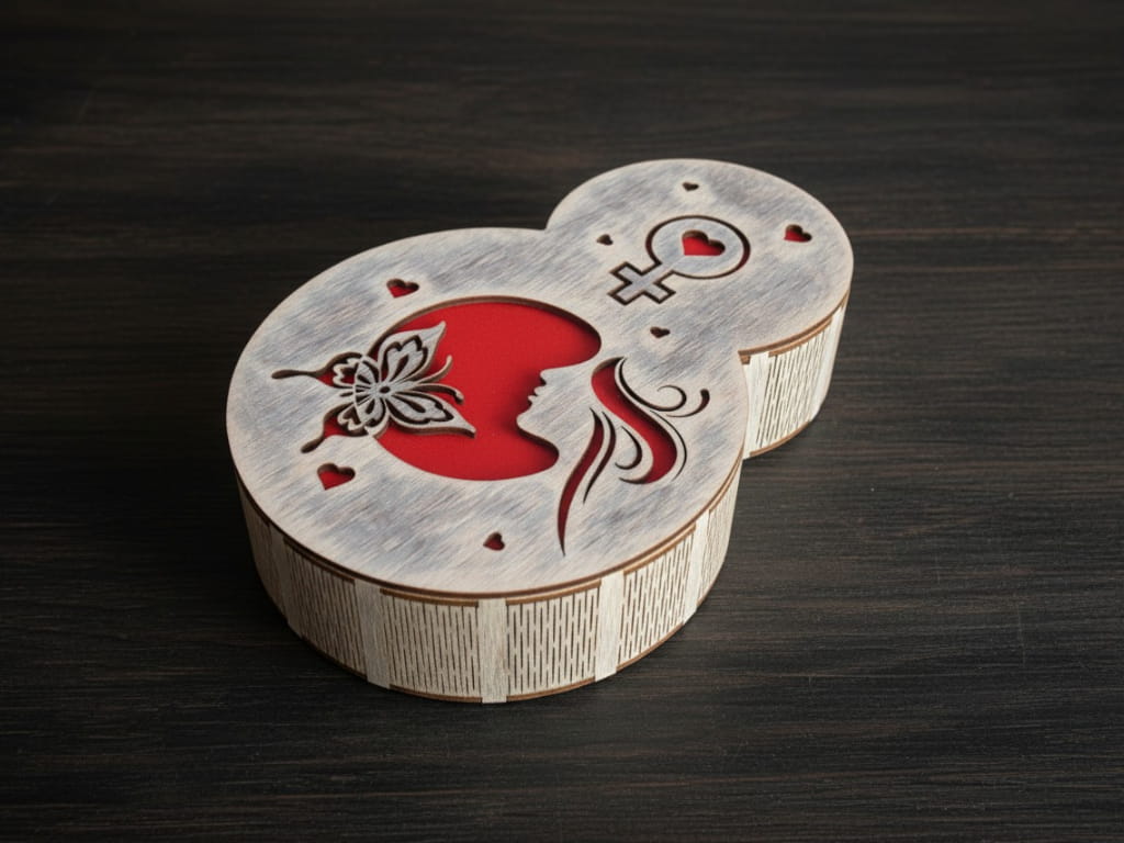 Laser Cut Wooden Gift Box for Womens Day