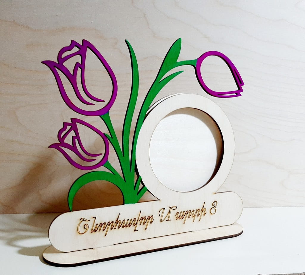Laser Cut Flower Photo Frame for Womens Day Gift
