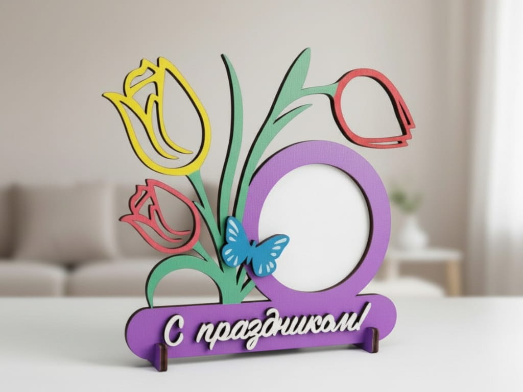Laser Cut Tulip Photo Frame for Womens Day