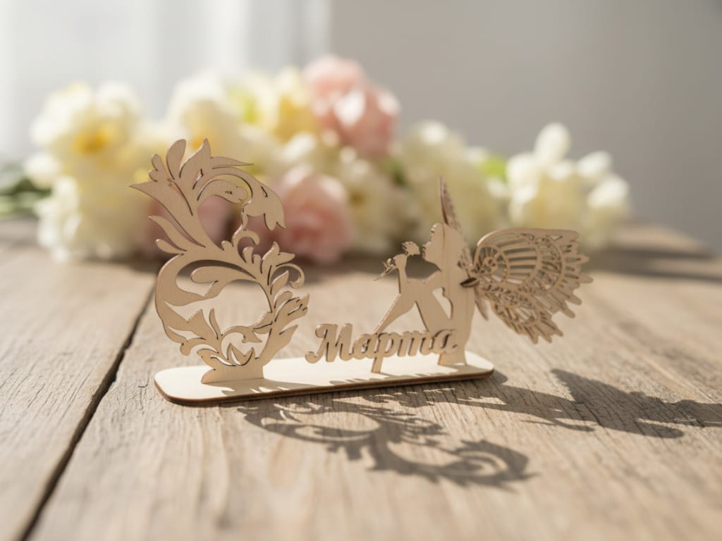 Laser Cut Womens Day Angel Tabletop Decoration Stand