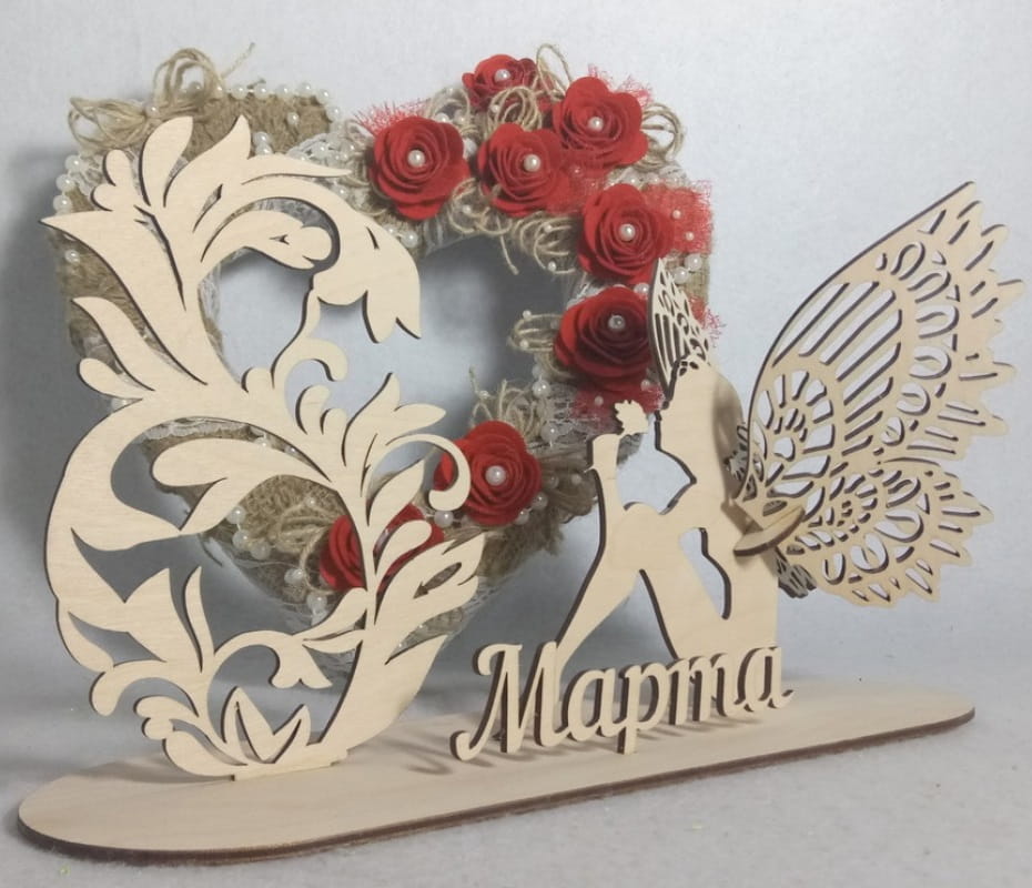 Laser Cut Womens Day Angel Tabletop Decoration Stand