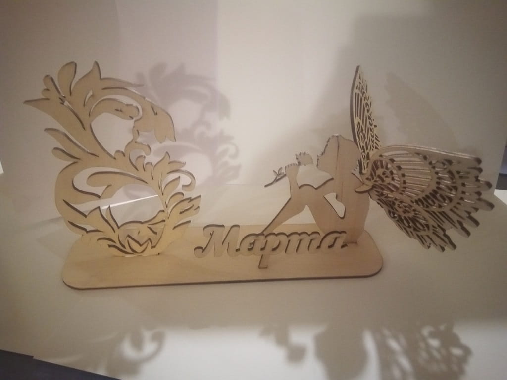 Laser Cut Womens Day Angel Tabletop Decoration Stand