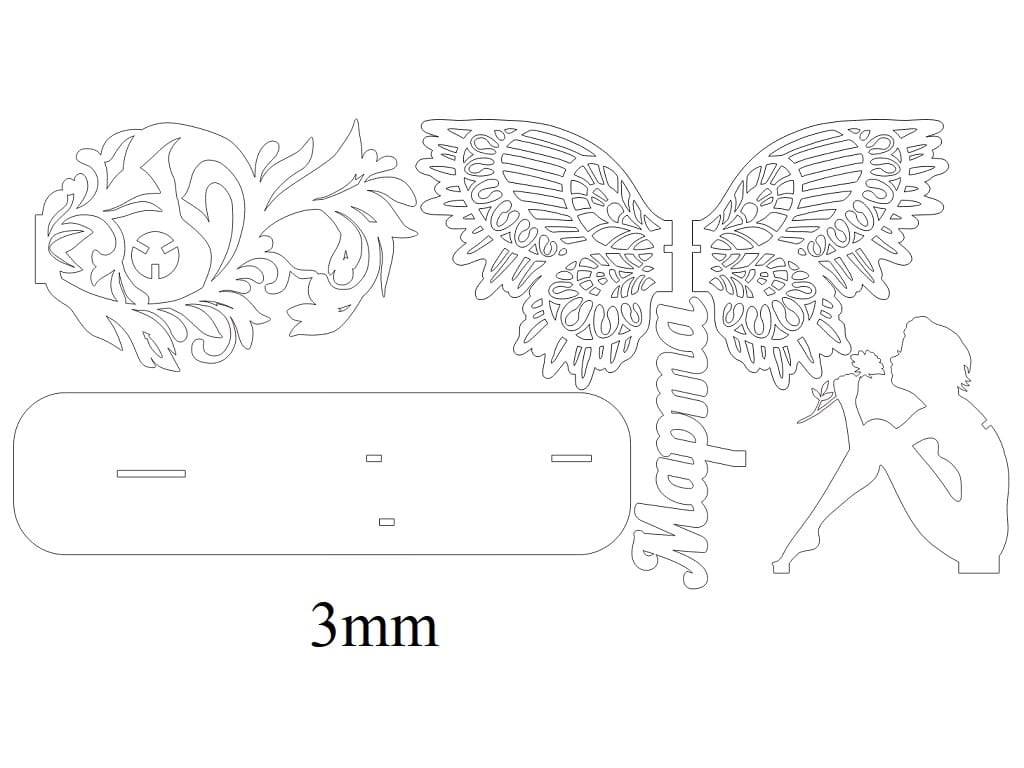 Laser Cut Womens Day Angel Tabletop Decoration Stand