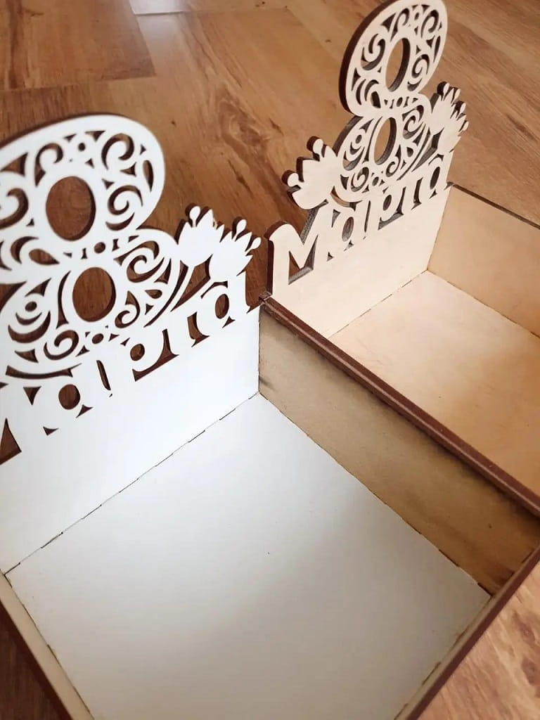 Laser Cut Wooden Gift Box Basket for Womens Day