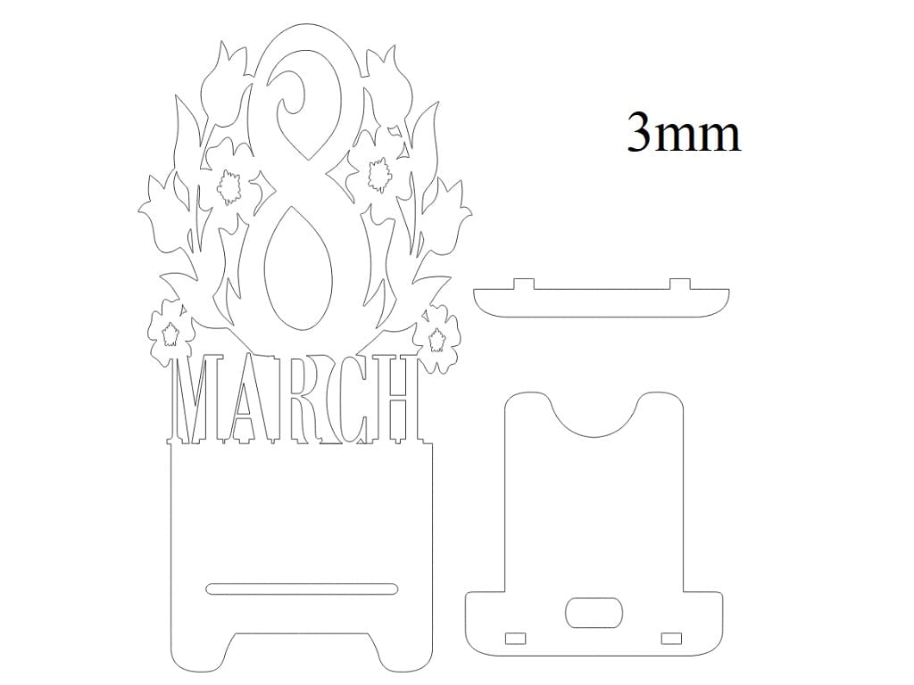 Laser Cut 8 March Phone Stand for Womens Day