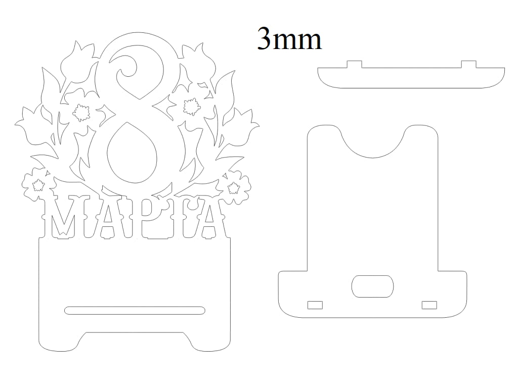 Laser Cut 8 March Tulip Design Phone Stand for Womens Day