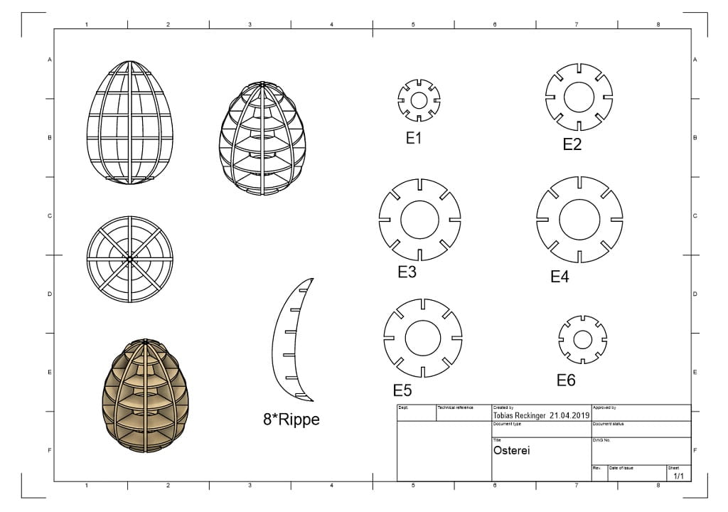Laser Cut 3D Wooden Easter Egg Tabletop Decoration