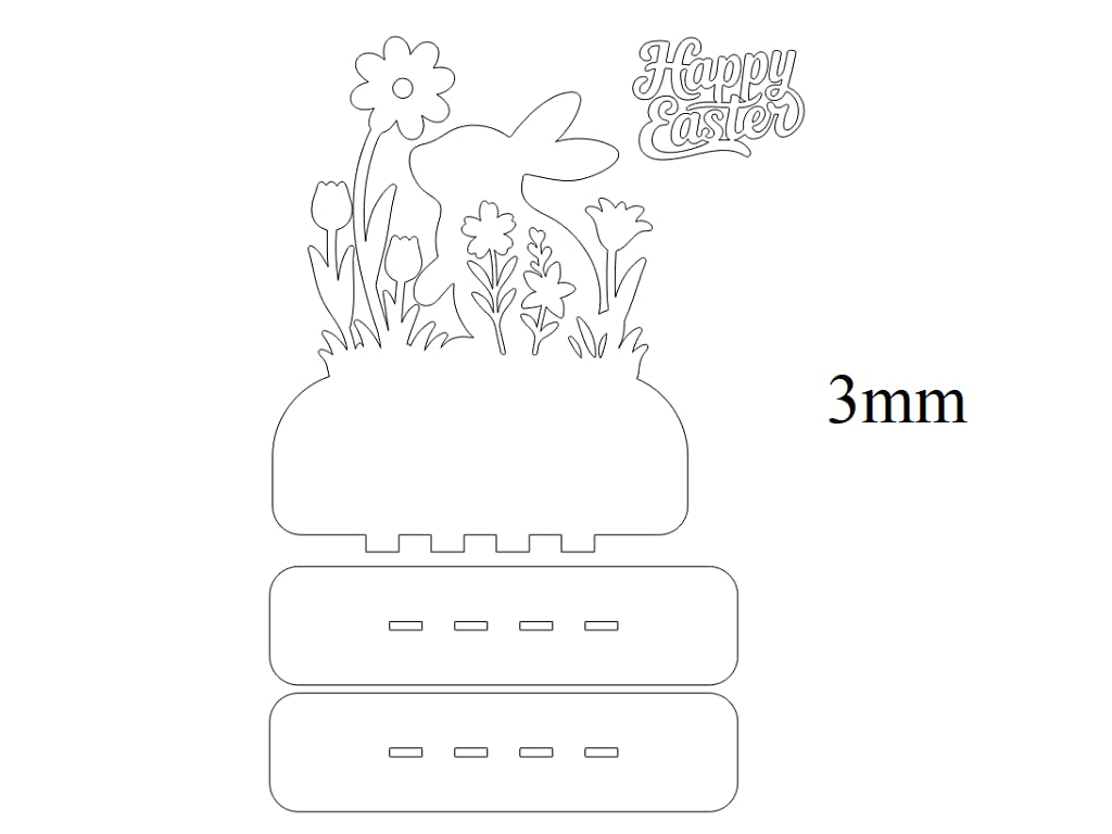 Laser Cut Happy Easter Bunny Tabletop Centerpiece Decoration
