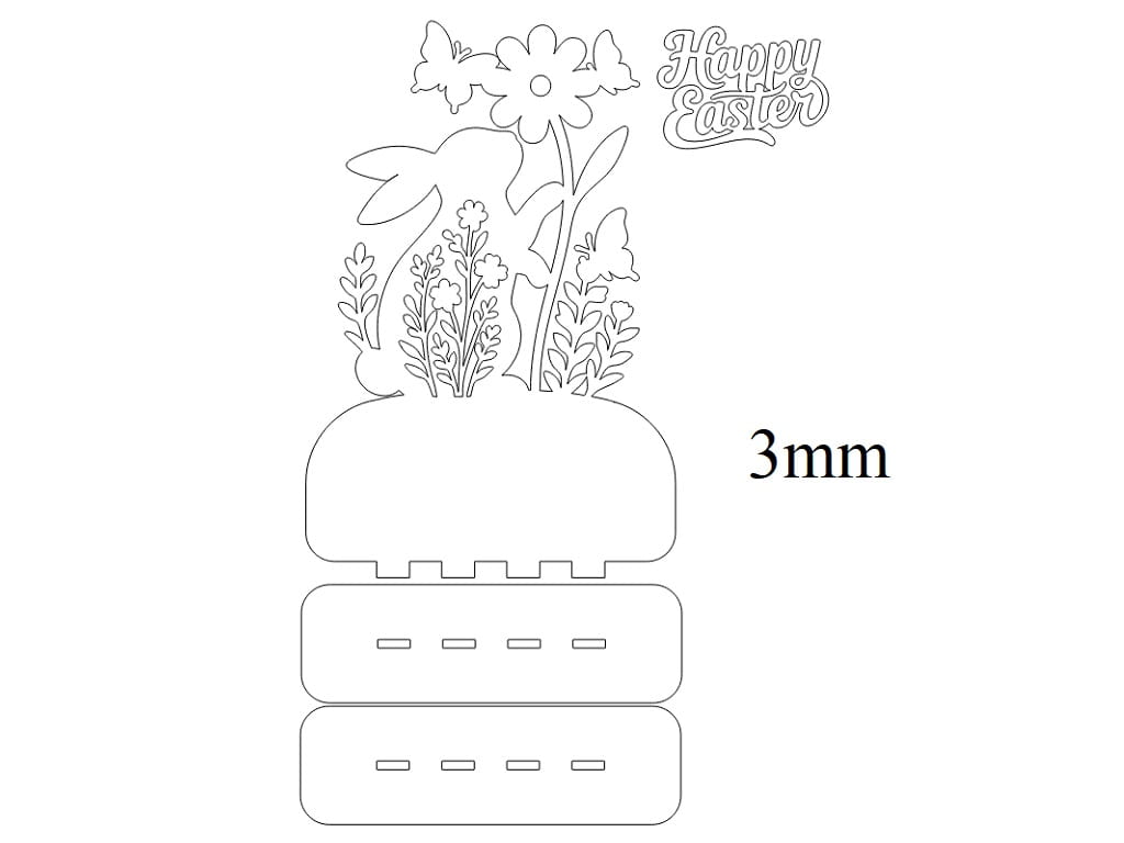 Laser Cut Wooden Floral Easter Bunny Tabletop Decoration