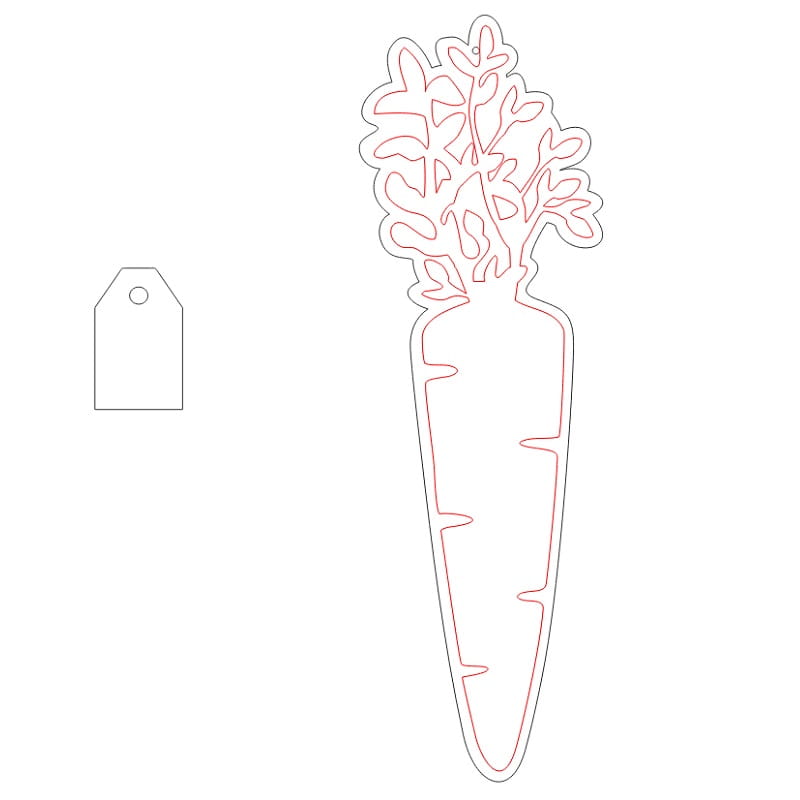 Laser Cut Carrot Easter Basket Tag