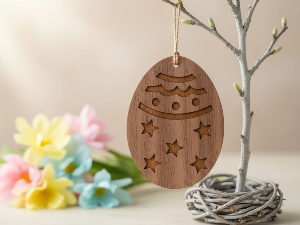 Laser Cut Wooden 2 Layers Easter Egg Ornament