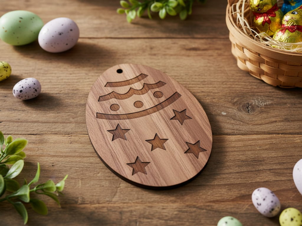 Laser Cut Wooden 2 Layers Easter Egg Ornament