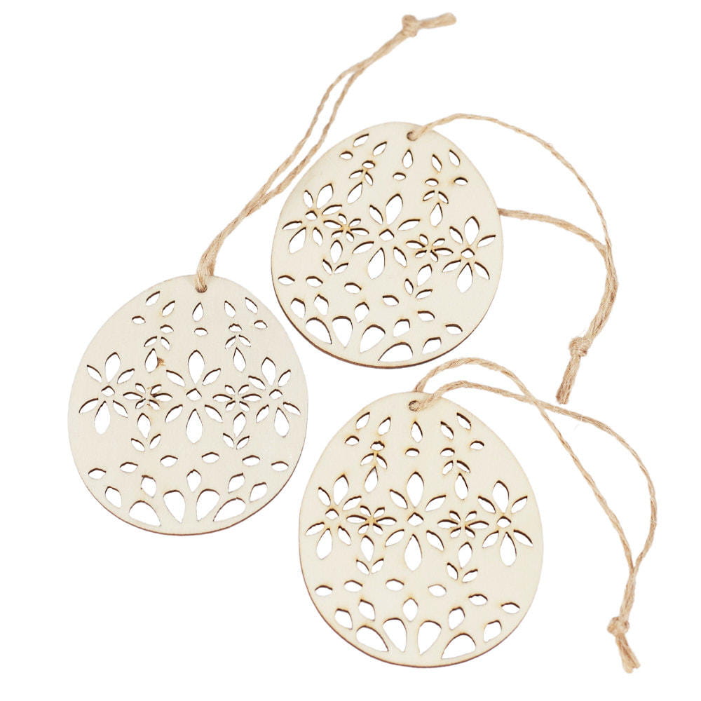 Laser Cut Easter Egg Ornament with Floral Pattern Cutouts
