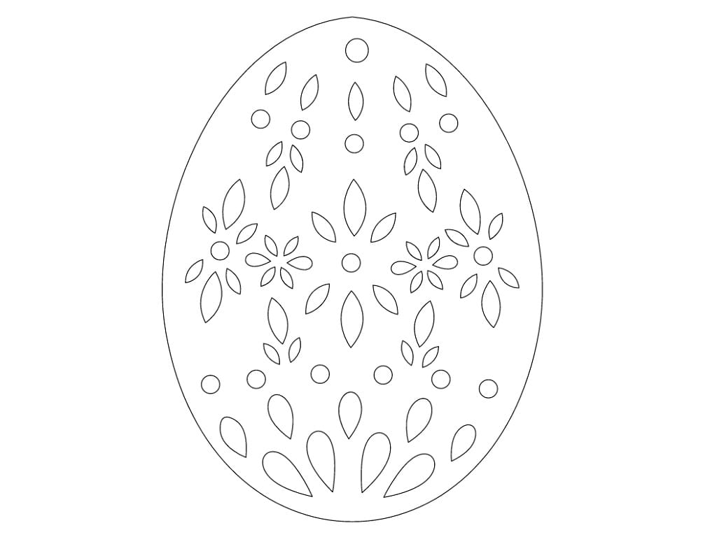 Laser Cut Easter Egg Ornament with Floral Pattern Cutouts