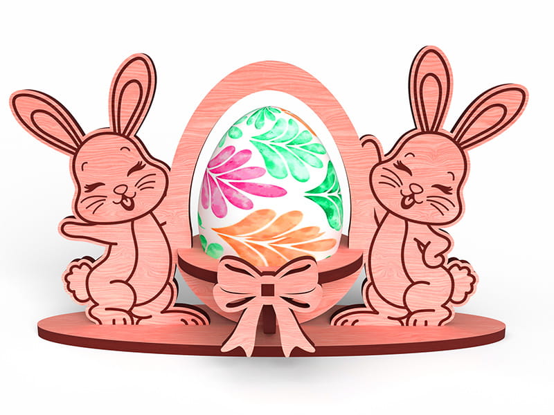 Laser Cut Wooden Easter Bunny Egg Tabletop Decoration