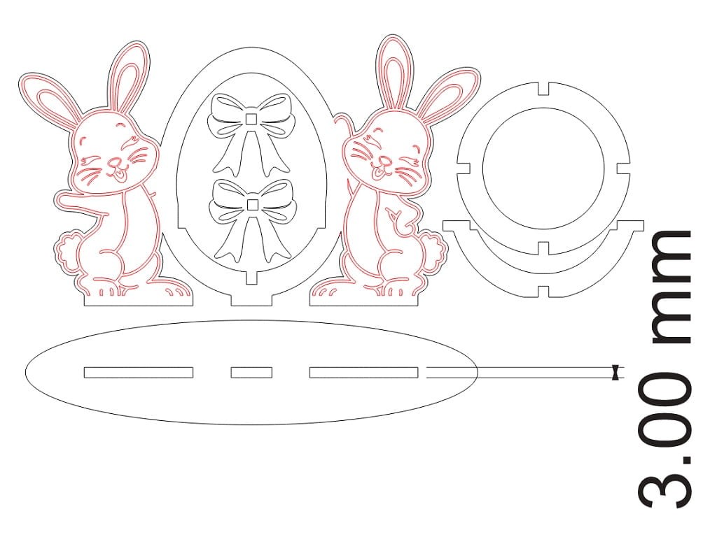 Laser Cut Wooden Easter Bunny Egg Tabletop Decoration