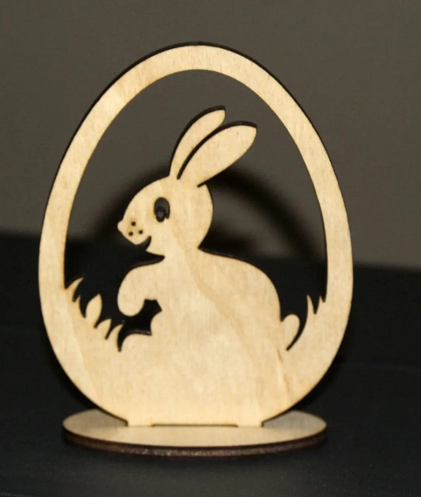 Laser Cut Wooden Easter Bunny and Egg Tabletop Decoration