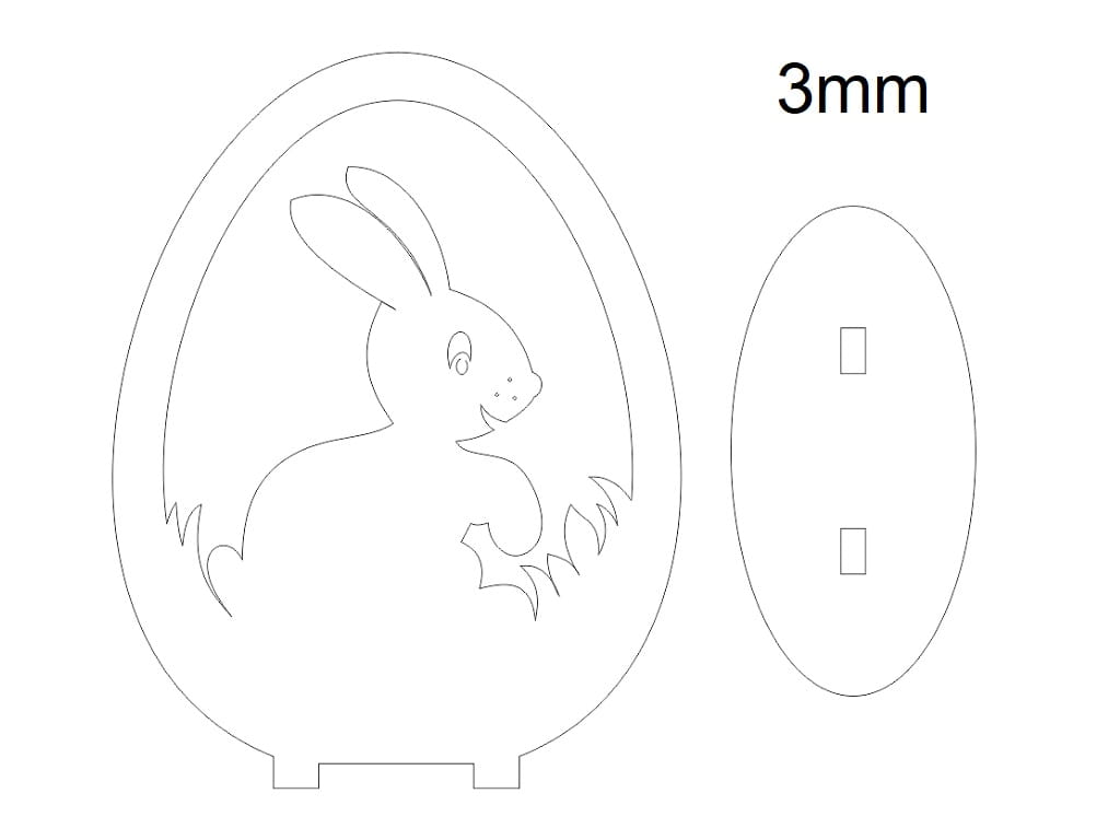 Laser Cut Wooden Easter Bunny and Egg Tabletop Decoration